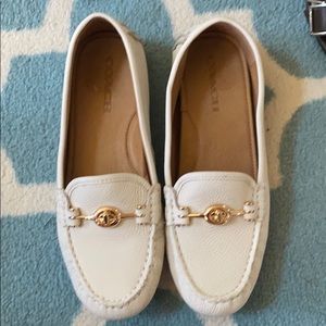 COACH Arlene Turnlock White Driver Loafers